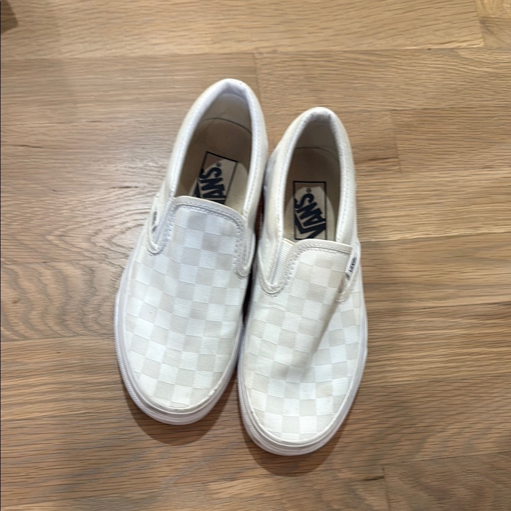 Vans White Checkered Slip-On Sneakers